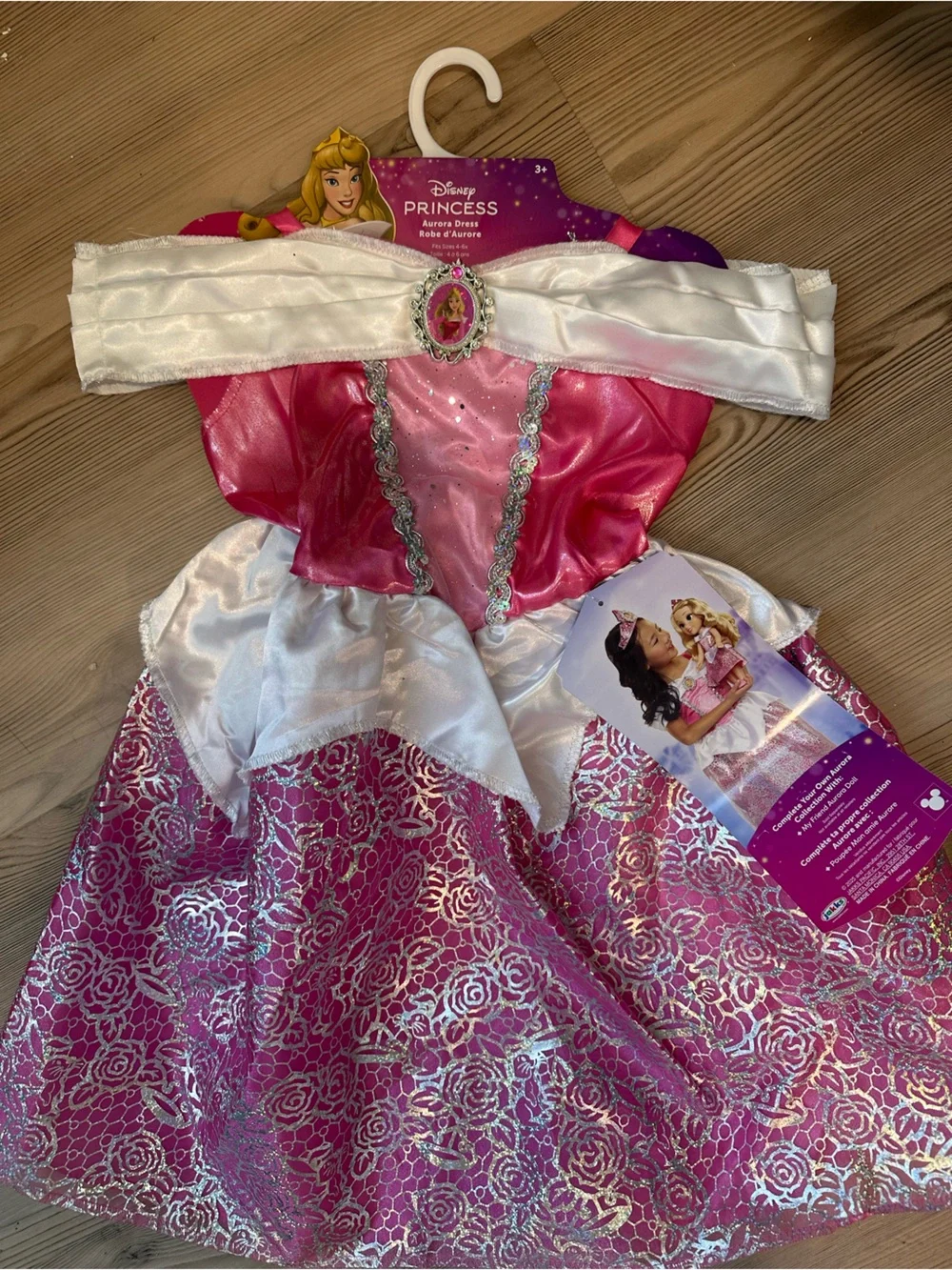 Disney Pink and White Princess Dress with Metallic Rose Skirt